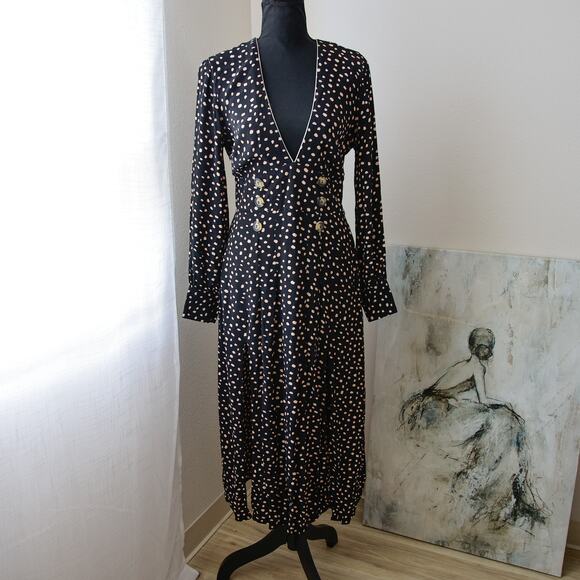 TOP SHOP polka dot double split Viscose midi dress size 4 S - Picture 2 of 7
